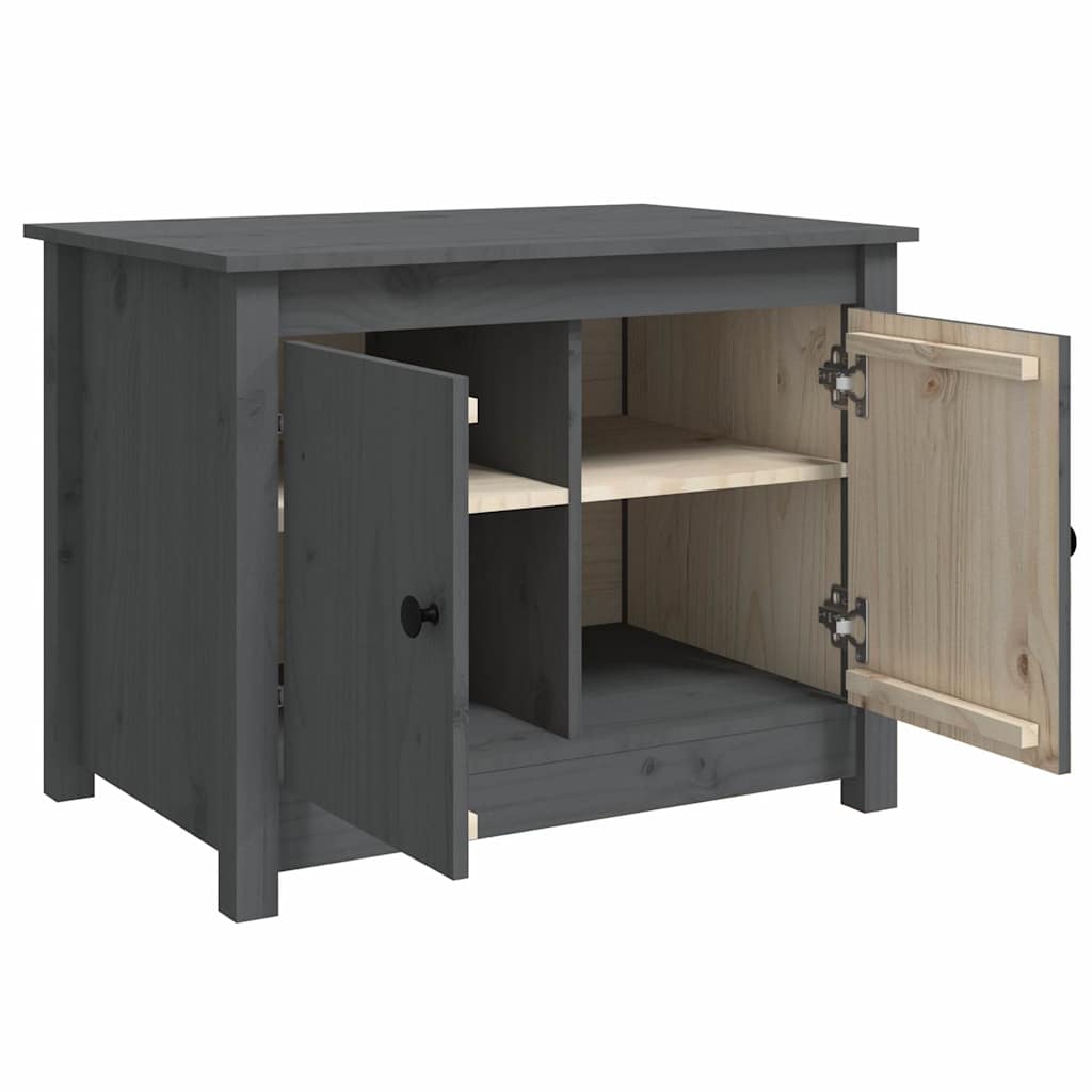 Tavolino da Salotto Grigio 71x49x55cm in Legno Massello di Pino