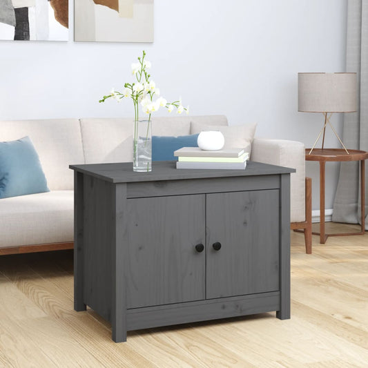 Tavolino da Salotto Grigio 71x49x55cm in Legno Massello di Pino | homemem39