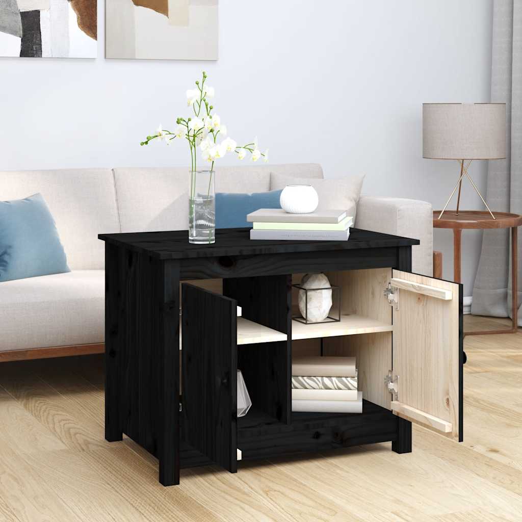 Tavolino da Salotto Nero 71x49x55cm in Legno Massello di Pino | homemem39