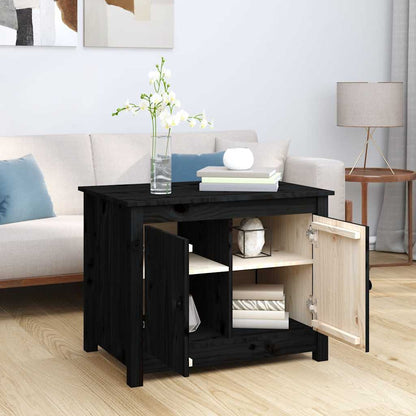 Tavolino da Salotto Nero 71x49x55cm in Legno Massello di Pino | homemem39