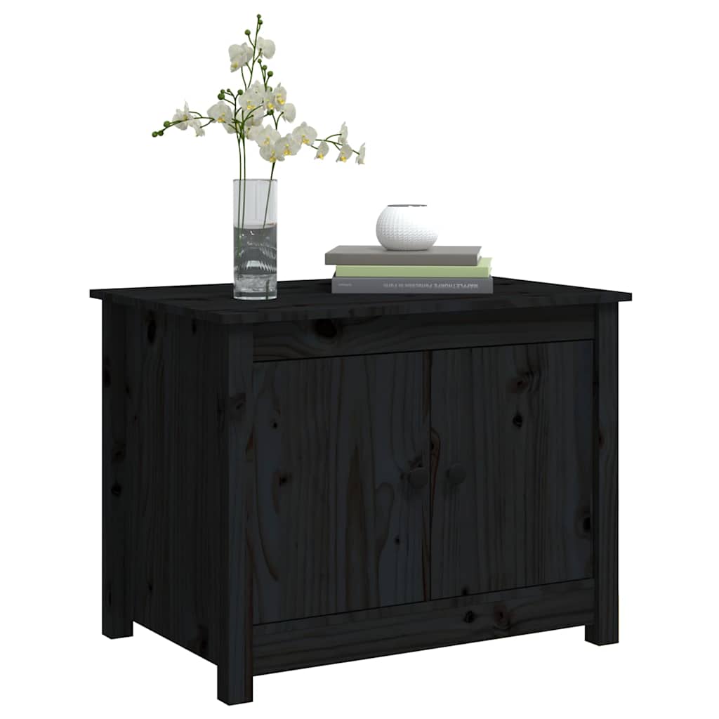Tavolino da Salotto Nero 71x49x55cm in Legno Massello di Pino