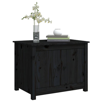 Tavolino da Salotto Nero 71x49x55cm in Legno Massello di Pino