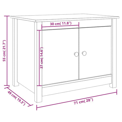 Tavolino da Salotto Nero 71x49x55cm in Legno Massello di Pino