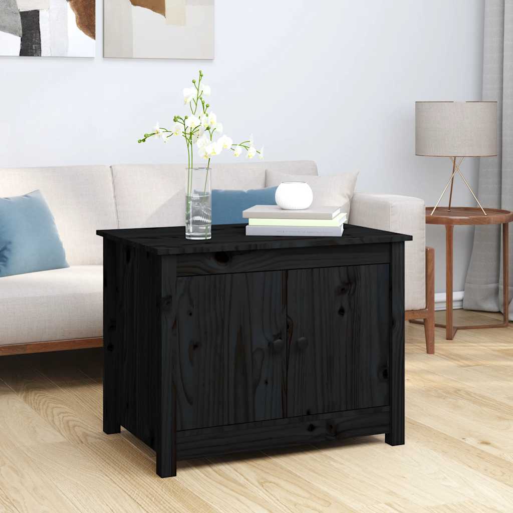 Tavolino da Salotto Nero 71x49x55cm in Legno Massello di Pino | homemem39