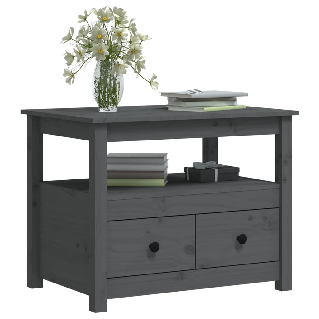 Tavolino da Salotto Grigio 71x49x55cm in Legno Massello di Pino | homemem39