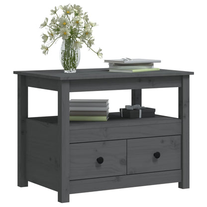 Tavolino da Salotto Grigio 71x49x55cm in Legno Massello di Pino | homemem39