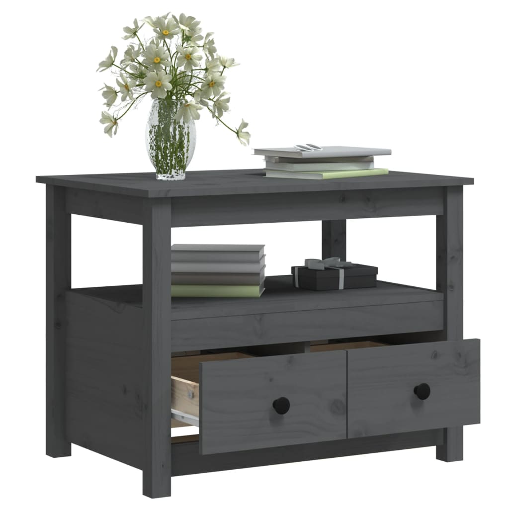 Tavolino da Salotto Grigio 71x49x55cm in Legno Massello di Pino | homemem39
