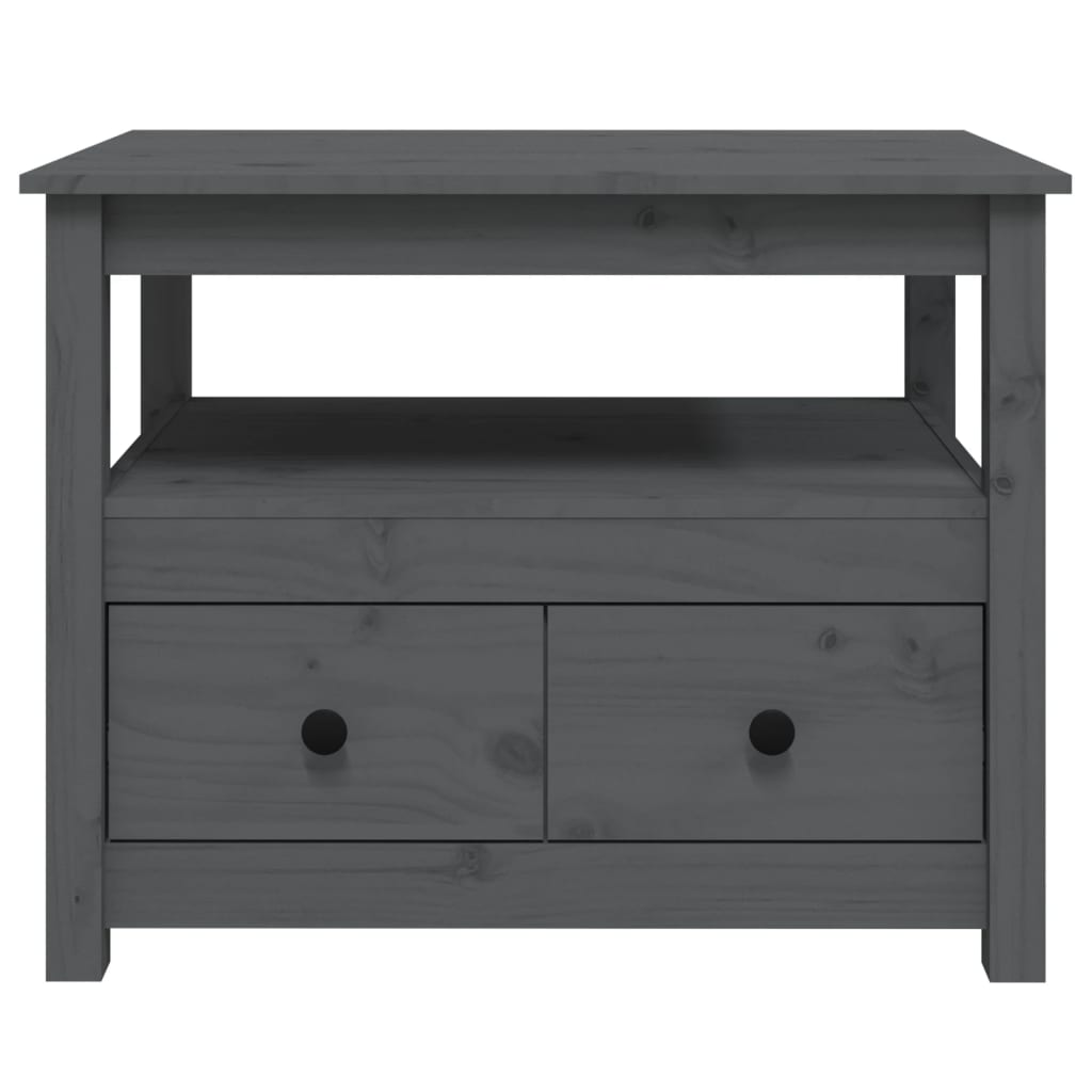 Tavolino da Salotto Grigio 71x49x55cm in Legno Massello di Pino | homemem39
