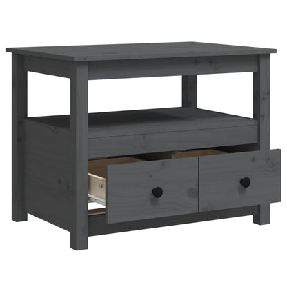 Tavolino da Salotto Grigio 71x49x55cm in Legno Massello di Pino | homemem39