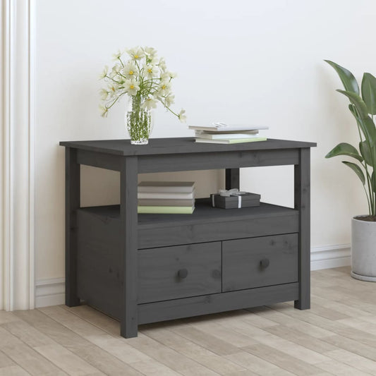 Tavolino da Salotto Grigio 71x49x55cm in Legno Massello di Pino | homemem39