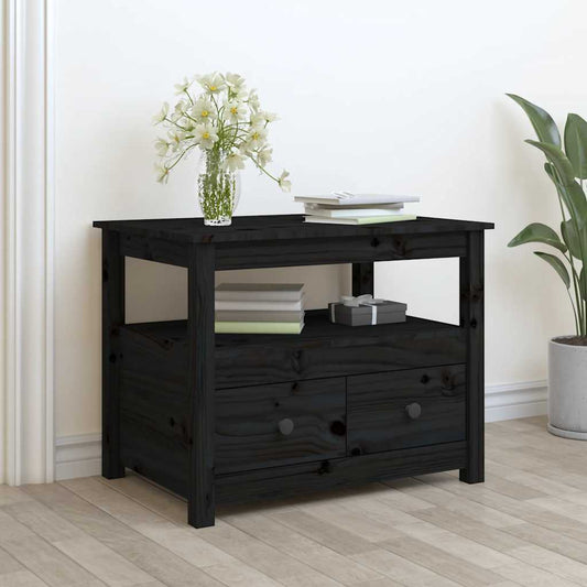 Tavolino da Salotto Nero 71x49x55cm in Legno Massello di Pino | homemem39