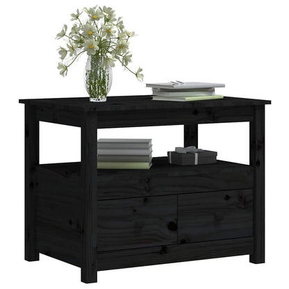 Tavolino da Salotto Nero 71x49x55cm in Legno Massello di Pino | homemem39
