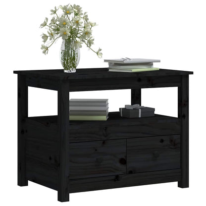 Tavolino da Salotto Nero 71x49x55cm in Legno Massello di Pino