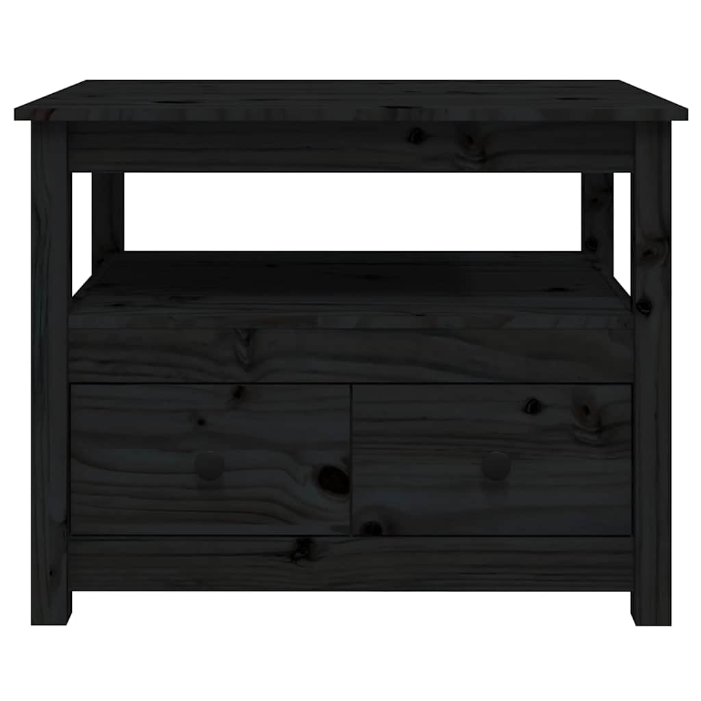 Tavolino da Salotto Nero 71x49x55cm in Legno Massello di Pino | homemem39