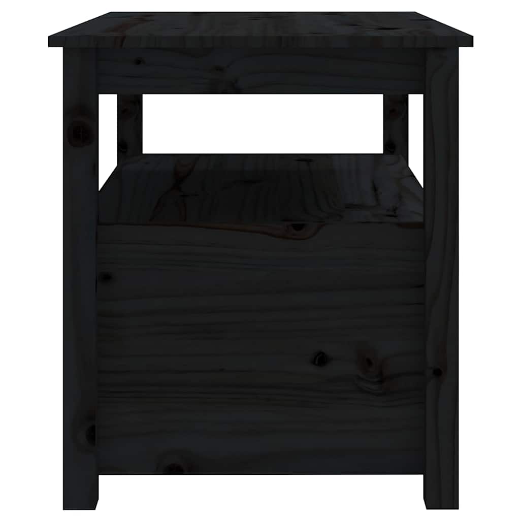 Tavolino da Salotto Nero 71x49x55cm in Legno Massello di Pino