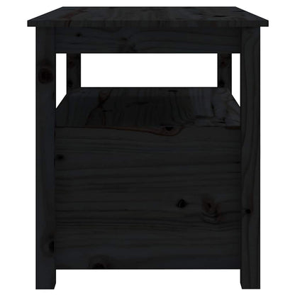 Tavolino da Salotto Nero 71x49x55cm in Legno Massello di Pino