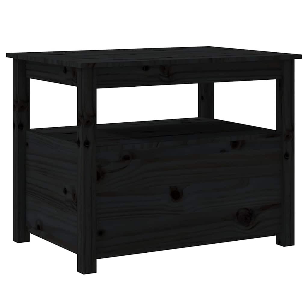 Tavolino da Salotto Nero 71x49x55cm in Legno Massello di Pino