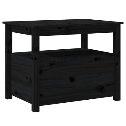 Tavolino da Salotto Nero 71x49x55cm in Legno Massello di Pino