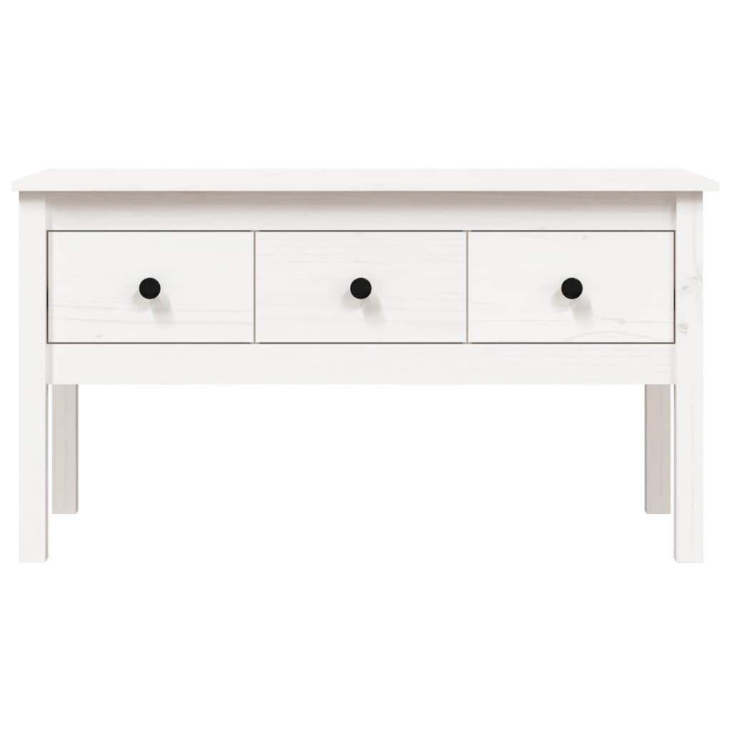 Tavolino da Salotto Bianco 102x49x55 cm Legno Massello di Pino