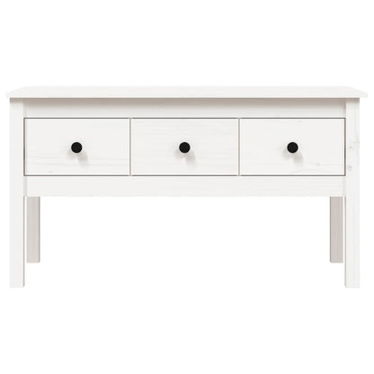Tavolino da Salotto Bianco 102x49x55 cm Legno Massello di Pino