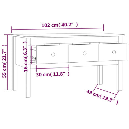 Tavolino da Salotto Grigio 102x49x55 cm Legno Massello di Pino