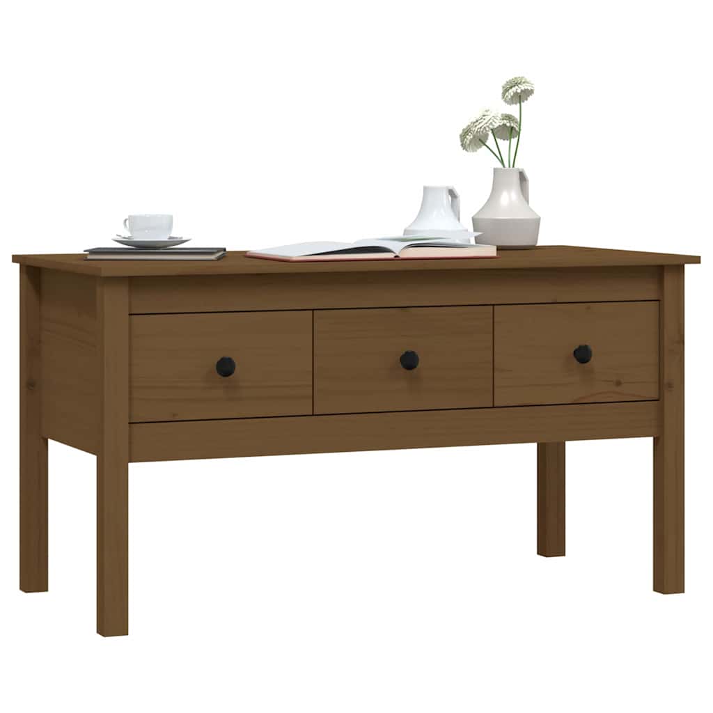 Tavolino da Salotto ambra 102x49x55cm in Legno Massello di Pino
