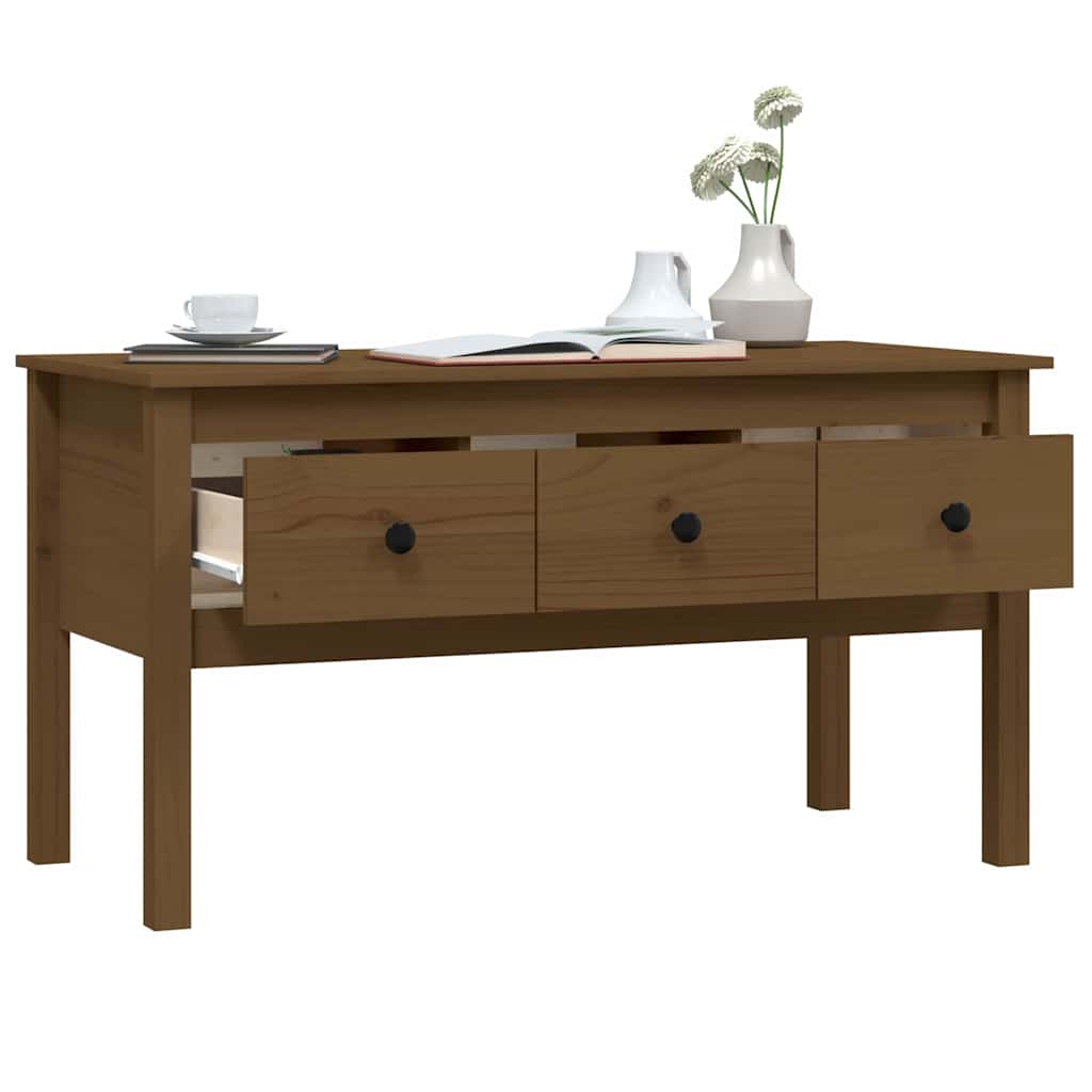 Tavolino da Salotto ambra 102x49x55cm in Legno Massello di Pino