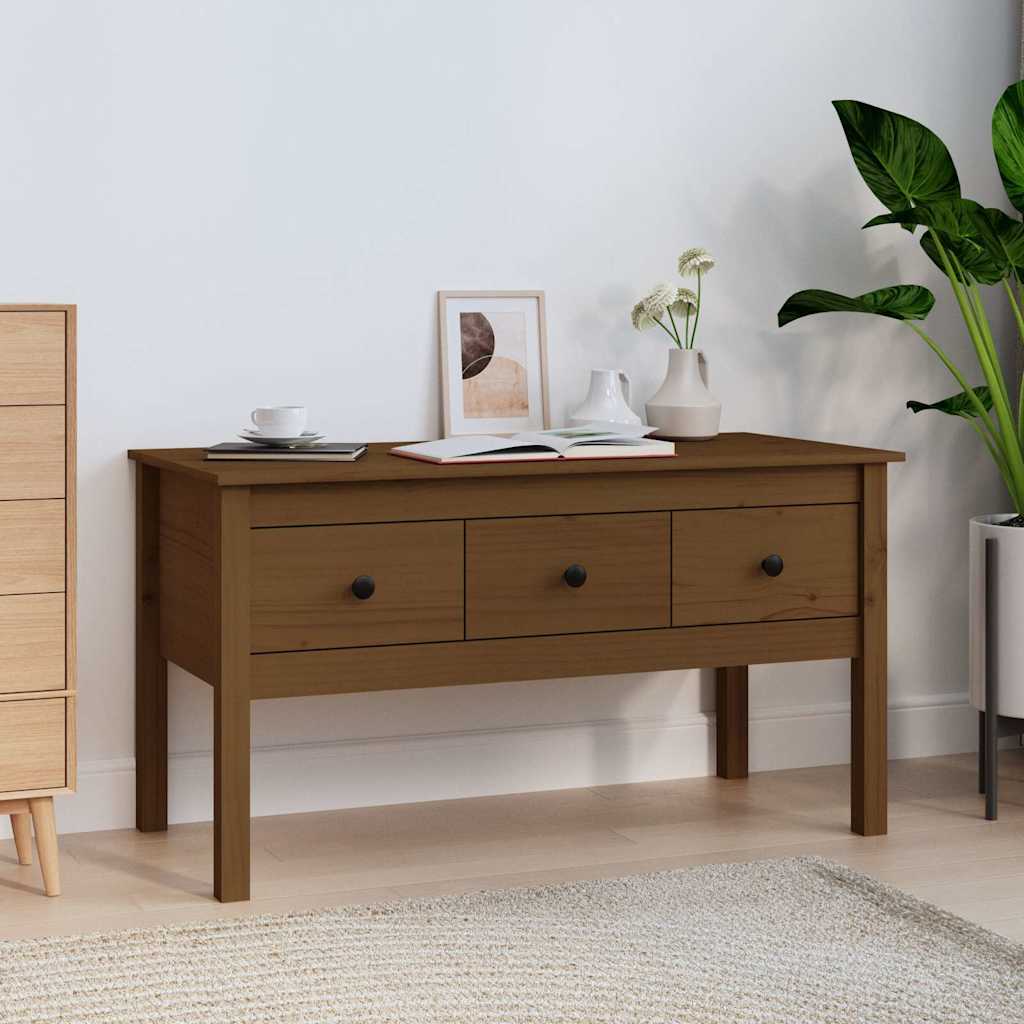 Tavolino da Salotto ambra 102x49x55cm in Legno Massello di Pino