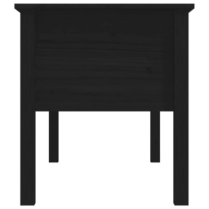 Tavolino da Salotto Nero 102x49x55 cm in Legno Massello di Pino
