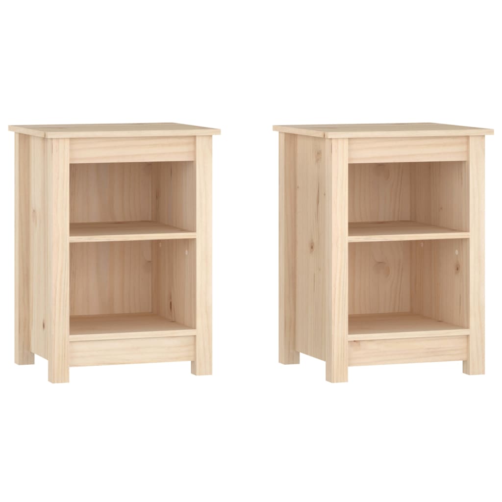 Comodini 2 pz Grigi 40x35x55 cm in Legno Massello di Pino - homemem39
