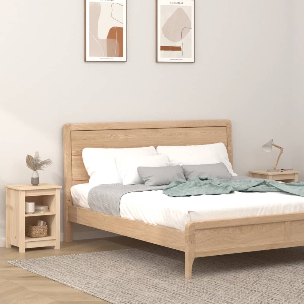 Comodini 2 pz Grigi 40x35x55 cm in Legno Massello di Pino - homemem39