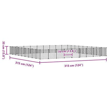Animal Cage 36 Panels with Black Door 35x35 cm Steel