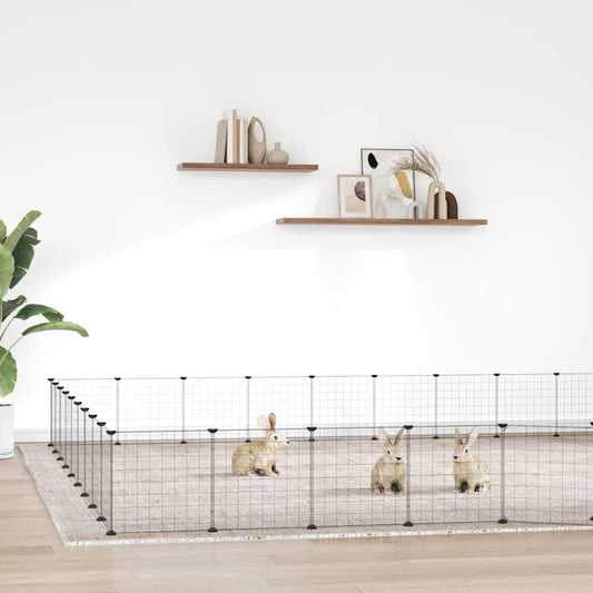 Animal Cage 36 Panels with Black Door 35x35 cm Steel
