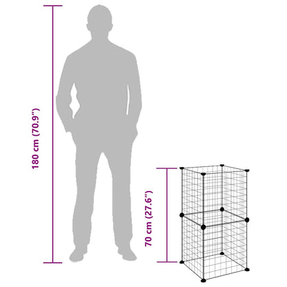 Gabbia per Animali Domestici 8 Pannelli Nero 35x35 cm Acciaio