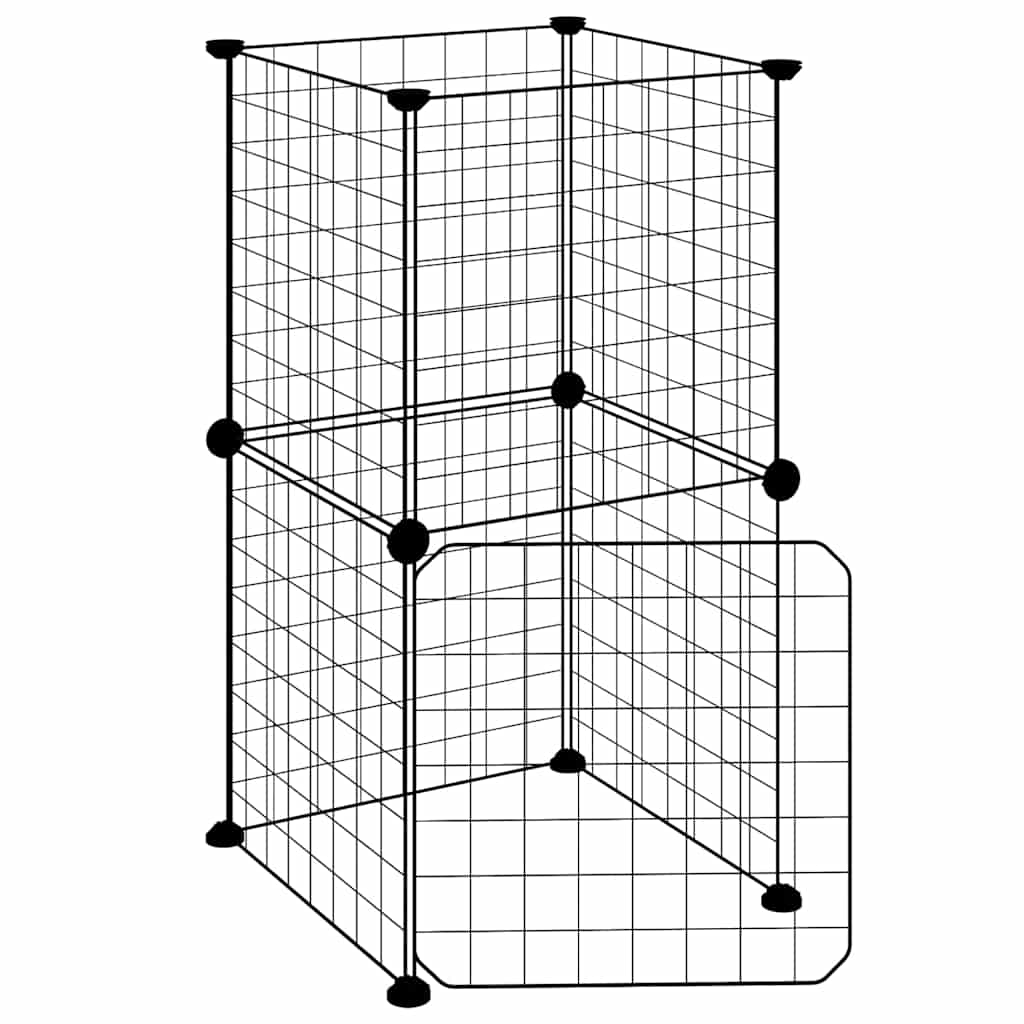 Animal Cage 8 Panels with Black Door 35x35 cm Steel