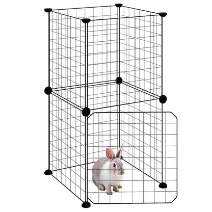 Animal Cage 8 Panels with Black Door 35x35 cm Steel