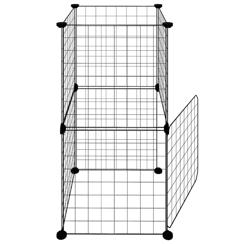 Animal Cage 8 Panels with Black Door 35x35 cm Steel