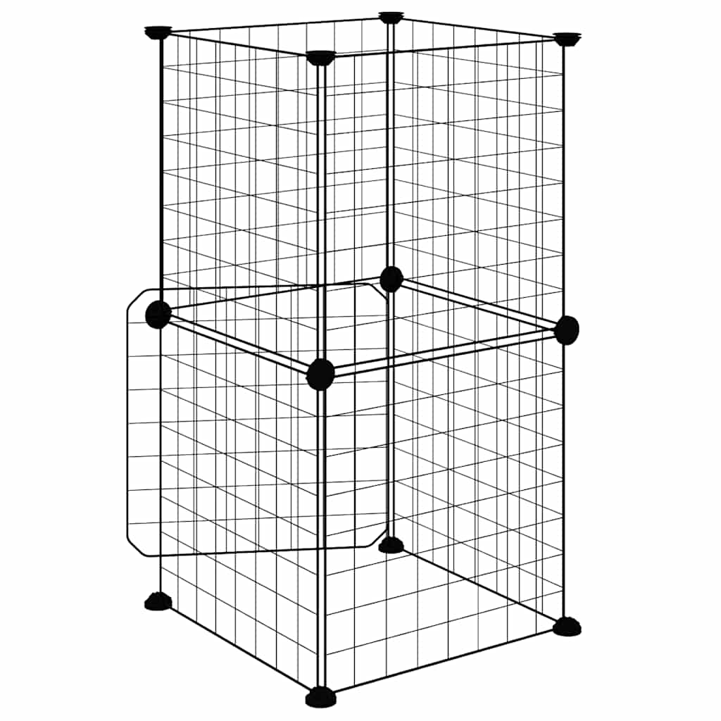 Animal Cage 8 Panels with Black Door 35x35 cm Steel