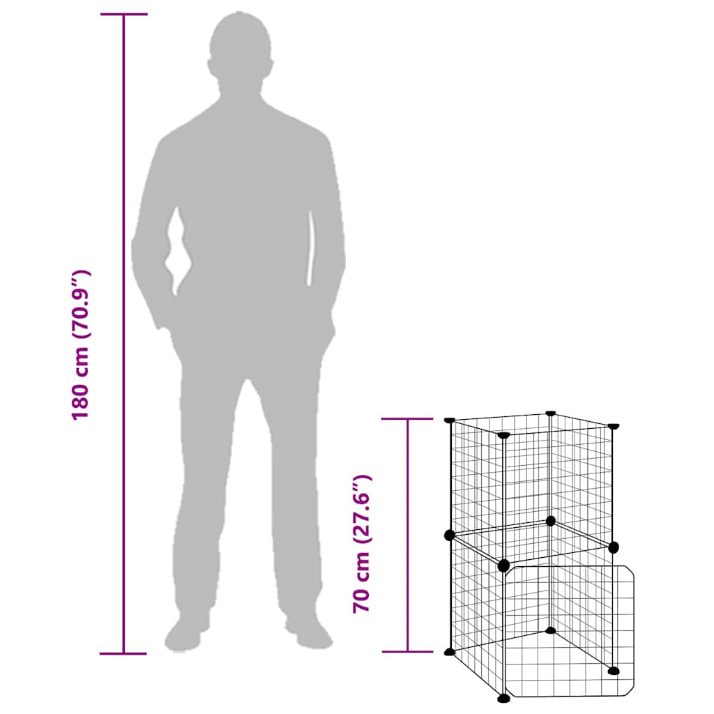 Animal Cage 8 Panels with Black Door 35x35 cm Steel