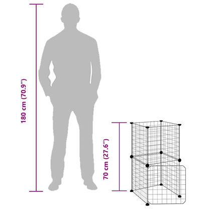 Animal Cage 8 Panels with Black Door 35x35 cm Steel