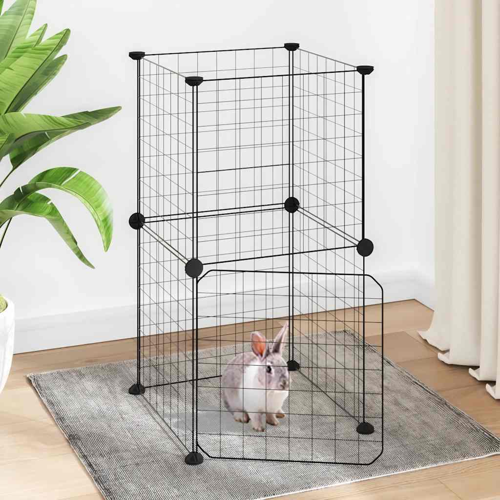 Animal Cage 8 Panels with Black Door 35x35 cm Steel