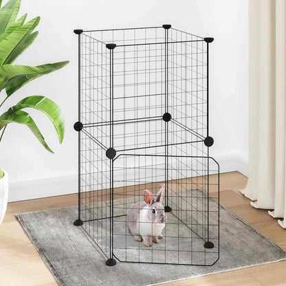 Animal Cage 8 Panels with Black Door 35x35 cm Steel