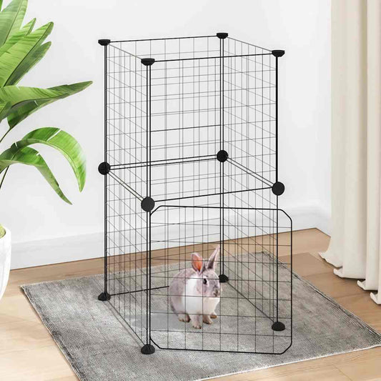 Animal Cage 8 Panels with Black Door 35x35 cm Steel