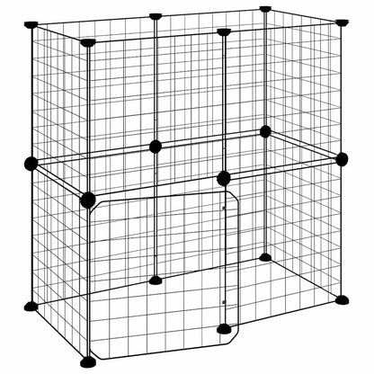 Animal Cage 12 Panels with Black Door 35x35 cm Steel