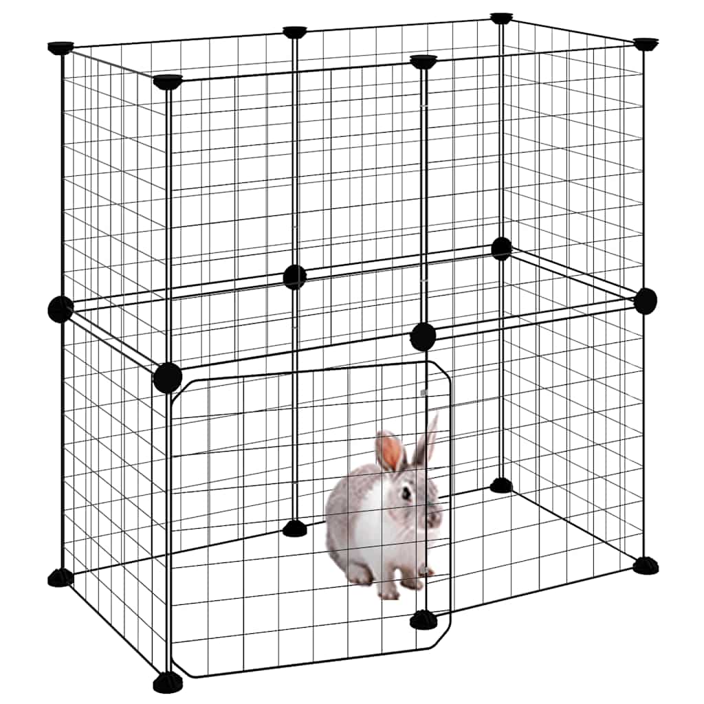 Animal Cage 12 Panels with Black Door 35x35 cm Steel