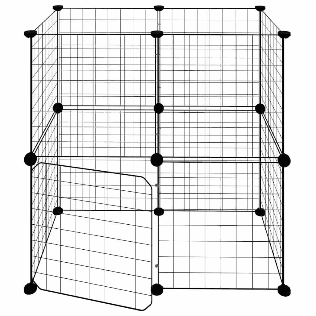 Animal Cage 12 Panels with Black Door 35x35 cm Steel