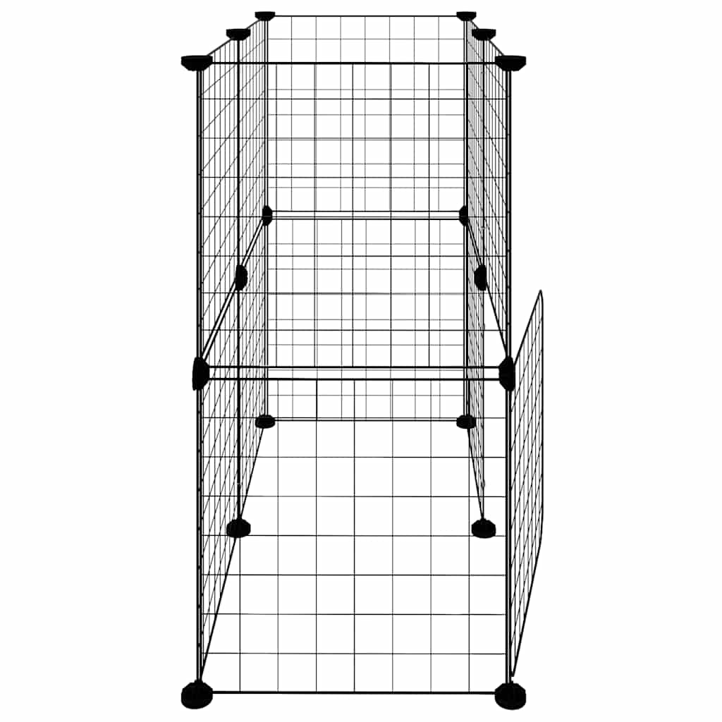 Animal Cage 12 Panels with Black Door 35x35 cm Steel