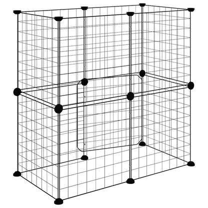 Animal Cage 12 Panels with Black Door 35x35 cm Steel