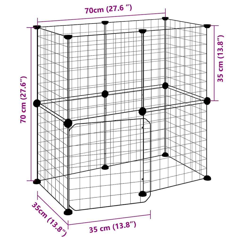 Animal Cage 12 Panels with Black Door 35x35 cm Steel
