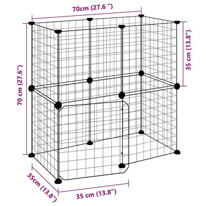 Animal Cage 12 Panels with Black Door 35x35 cm Steel
